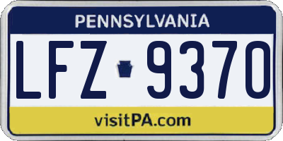 PA license plate LFZ9370