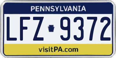 PA license plate LFZ9372