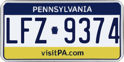 PA license plate LFZ9374