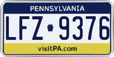 PA license plate LFZ9376