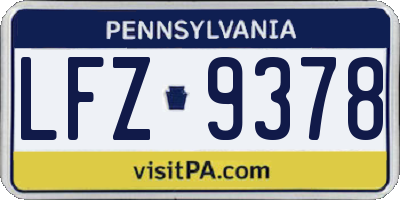 PA license plate LFZ9378