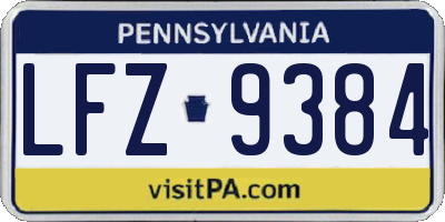 PA license plate LFZ9384