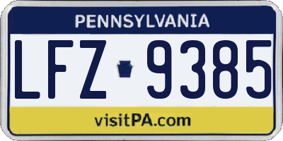 PA license plate LFZ9385