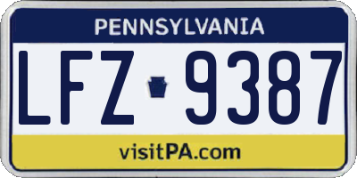 PA license plate LFZ9387