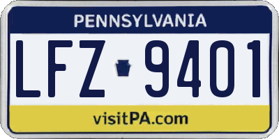 PA license plate LFZ9401