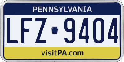 PA license plate LFZ9404
