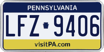 PA license plate LFZ9406