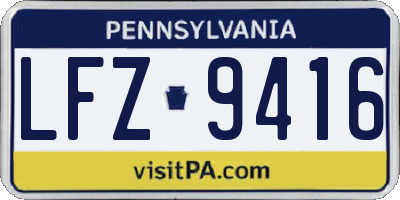 PA license plate LFZ9416