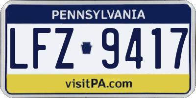 PA license plate LFZ9417