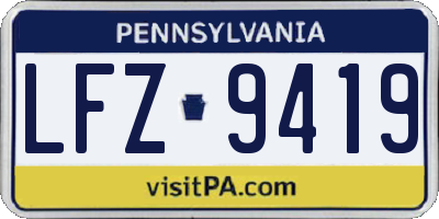 PA license plate LFZ9419