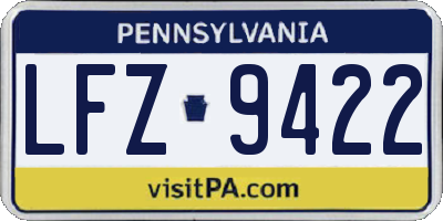 PA license plate LFZ9422