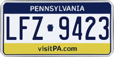 PA license plate LFZ9423