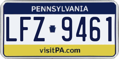 PA license plate LFZ9461