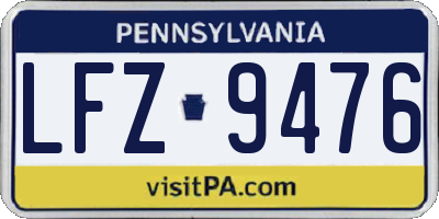 PA license plate LFZ9476