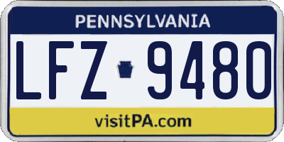 PA license plate LFZ9480