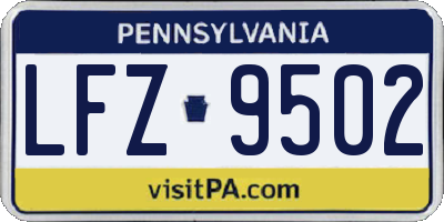 PA license plate LFZ9502
