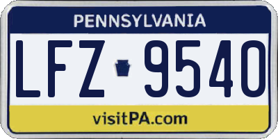 PA license plate LFZ9540