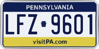PA license plate LFZ9601
