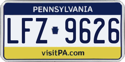 PA license plate LFZ9626