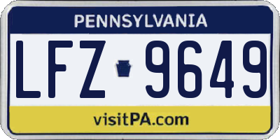PA license plate LFZ9649