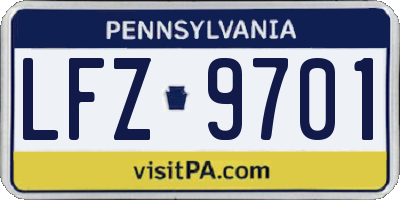 PA license plate LFZ9701