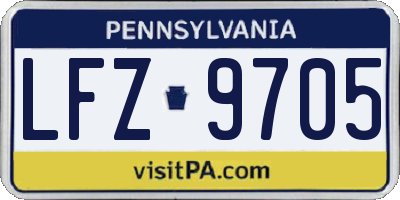 PA license plate LFZ9705