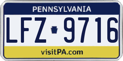PA license plate LFZ9716