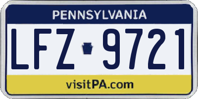 PA license plate LFZ9721
