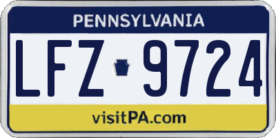 PA license plate LFZ9724