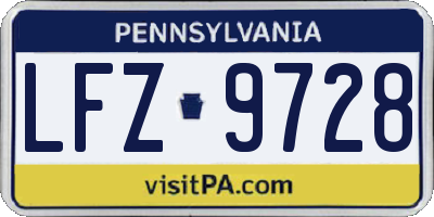 PA license plate LFZ9728