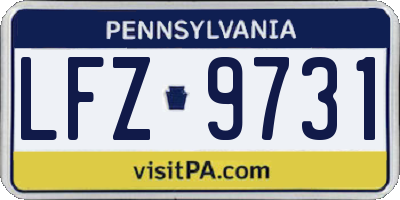 PA license plate LFZ9731