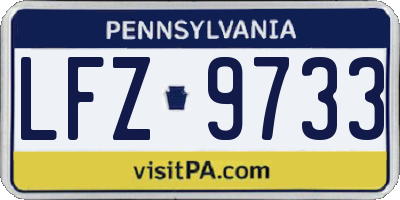 PA license plate LFZ9733