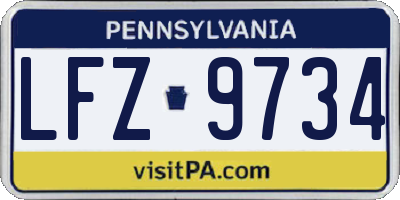 PA license plate LFZ9734