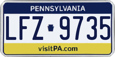 PA license plate LFZ9735