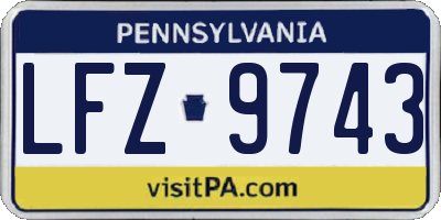 PA license plate LFZ9743
