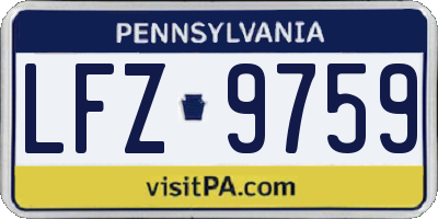 PA license plate LFZ9759