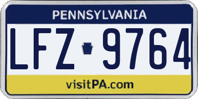 PA license plate LFZ9764