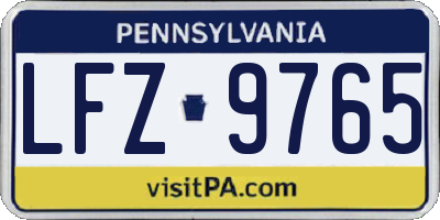 PA license plate LFZ9765
