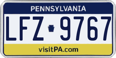 PA license plate LFZ9767
