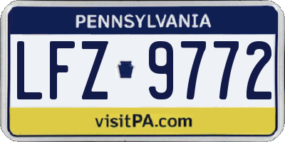 PA license plate LFZ9772