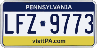 PA license plate LFZ9773