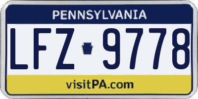 PA license plate LFZ9778