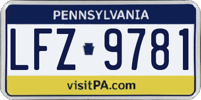 PA license plate LFZ9781