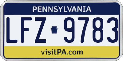 PA license plate LFZ9783