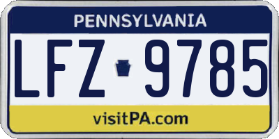 PA license plate LFZ9785