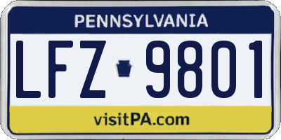 PA license plate LFZ9801