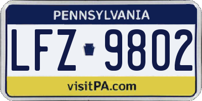 PA license plate LFZ9802