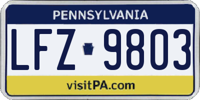 PA license plate LFZ9803