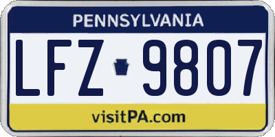 PA license plate LFZ9807