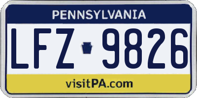PA license plate LFZ9826